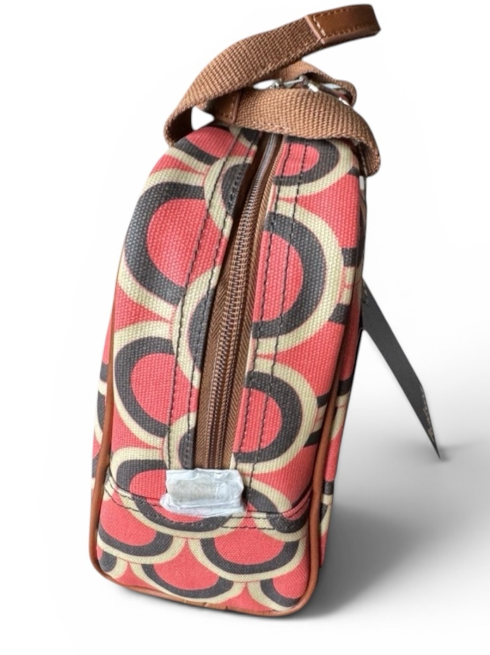 Halsea Kona Koi Coated Canvas Train Cosmetic Case Coral NWT Travel Makeup Bag - Picture 5 of 8
